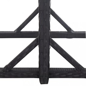 fekete polyrattan és üveglapos kerti asztal 110 x 53 x 72 cm