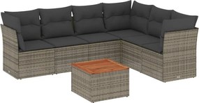 vidaXL 7 részes szürke polyrattan kerti ülőgarnitúra párnákkal