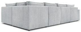 Világosszürke kordbársony sarokkanapé (jobb oldali-"U" alakú) Nihad modular – Bobochic Paris