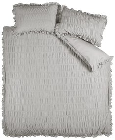 Szürke kétszemélyes-hosszabbított krepp ágyneműhuzat 230x220 cm Seersucker Frill – Catherine Lansfield