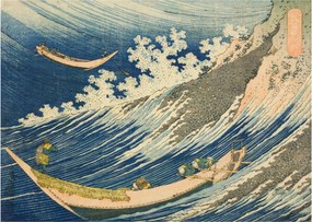 Üveg kép - Katsushika Hokusai, Fishing Boats at Choshi in Shimosa (Soshu Choshi) , reprodukciók (70x50 cm)