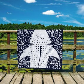 Sötétkék strandtörölköző 90x180 cm Shark – DecoKing
