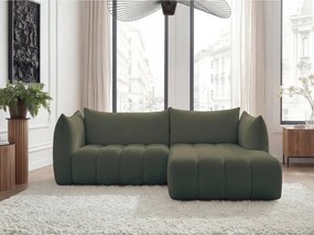 Zöld buklé sarokkanapé (jobb oldali-heverő résszel) Azra – Bobochic Paris
