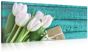 Kép fehér tulipán csokor üzenettel