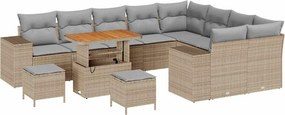 vidaXL Kerti Kanapé Szett párnával 12 pcs Beige és Világosszürke