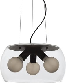 RENDL AMANDA závěsná matná černá čiré sklo 230V LED E27 3x15W