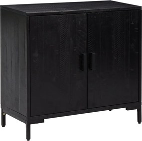 vidaXL fekete tömör újrahasznosított fenyő tálalószekrény 75x35x70 cm