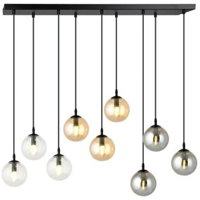 Csillár zsinóron COSMO 9xE14/10W/230V fekete/szürke/bézs/átlátszó