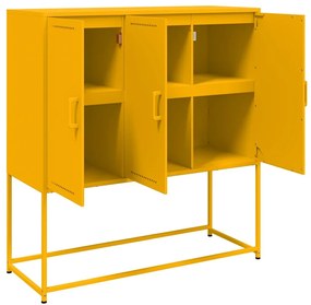 mustársárga acél magasszekrény 100,5 x 39 x 107 cm