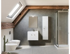 Zaffiro 60cm-es két ajtós fürdőszobaszekrény fehér tölgy + mosdó