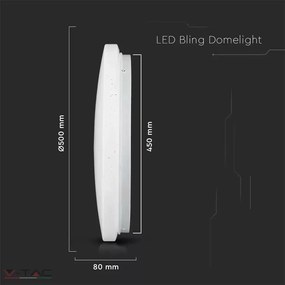 V-Tac 48 Cm 36W LED Csillogó Búrás Kör Mennyezeti Lámpa Állítható Színhőmérséklet -tel 3900 Lumen