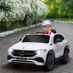 HOMCOM Gyerek Elektromos Autó Mercedes-Benz EQA 12V Akkumulátoros Autó Távvezérlés, Zene, Dudákkal, Sebesség 3-8 km/h 3-8 Éves Gyermekeknek Fehér 111,