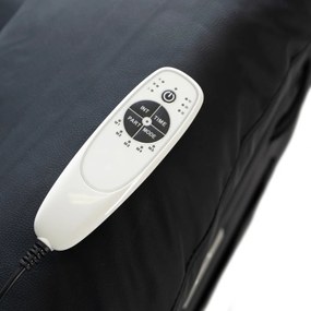Elektromos masszázsfotel, dönthető fekete ökobőr, JASPER