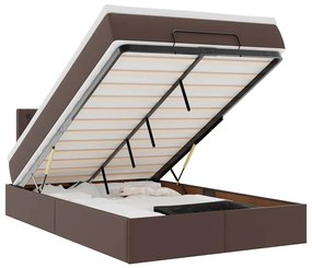 szürke műbőr ottomán ágy matracokkal &amp; LED-ek 120x190 cm