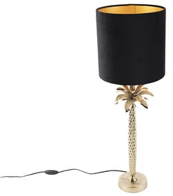 Art deco asztali lámpa bársony árnyalatú fekete 25 cm - Areka