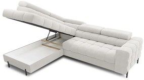 Krémszínű buklé kinyitható-tárolóhelyes sarokkanapé (bal oldali-L alakú) Ferucce – ELTAP