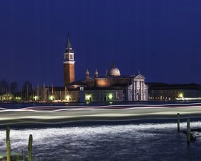 Poszter 50x40cm Éjszakai felvétel San Giorgio Maggiore a Grand Canal csatornáról, Assa
