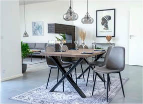 Toulon Smoked étkezőasztal tömör tölgyfa asztallappal, 140 x 95 cm - House Nordic