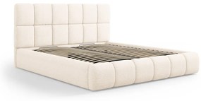 Krémszínű kárpitozott ágyneműtartós franciaágy ágyráccsal 200x200 cm Bellis – Micadoni Home