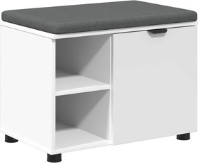 vidaXL Előtér pad párnával Fehér 60 x 38 x 46 cm Műanyag Fa és Szövet