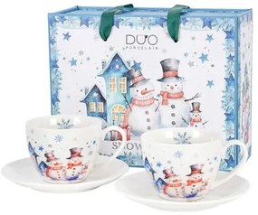 Karácsonyi hóemberes porcelán csésze 2 személyes díszdobozban Snowman