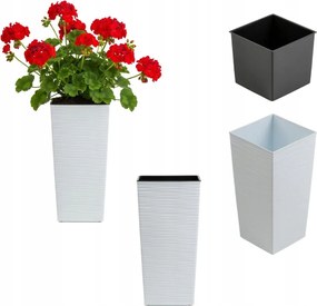 Magas Virágtartó Fehér Slim véső terasz erkély virág téglalap alakú betéttel
