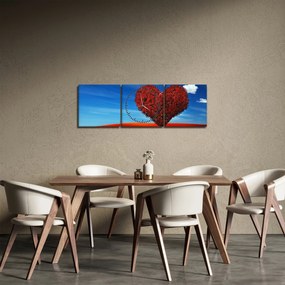 Kép - szív, fából (órával) (90x30 cm)