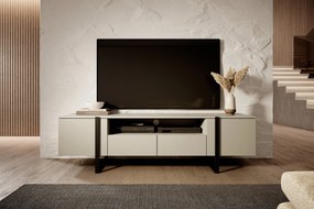 Verica 200 cm-es TV-szekrény nyitott polccal - kasmír / fekete lábak