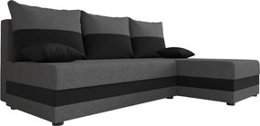 Kihajtható kétoldalas L-alakú kanapé VALERIO SLIM 200x140 cm, sötétszürke/antracit + 2 párnák INGYENESEN