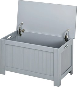 HOMCOM Tároló láda a hálószobába - Tároló pad fedéllel, sokoldalú tároló láda biztonsági zsanérral, 81x40x46 cm, Szürke | Aosom