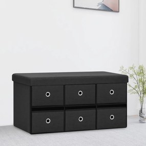 fekete összecsukható művászon tárolópad 76 x 38 x 38 cm