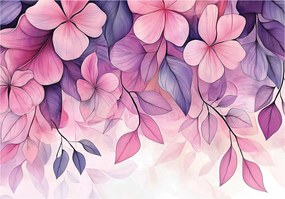 Fotótapéta Virágok Rózsaszín Lila Hálószoba Nappali Tapéta Flizelina 200x140