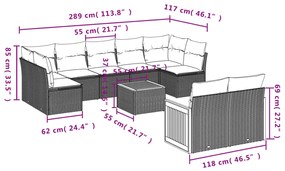 10 részes bézs polyrattan kerti ülőgarnitúra párnával