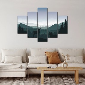 Kép - Szarvas farkassal a sziklák között (150x105 cm)