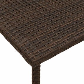 téglalap barna polyrattan kerti dohányzóasztal 60x40x37cm