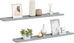 vidaXL 2 db szürke MDF szegélypolc képkeretekhez 80 x 9 x 3 cm