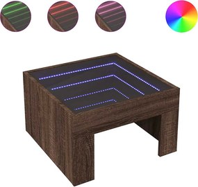 vidaXL barna tölgy végtelen hatású LED-es dohányzóasztal 50x50x30 cm