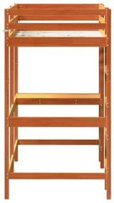 viaszbarna tömör fenyőfa galériaágy íróasztallal 90 x 190 cm