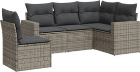 vidaXL 5 részes szürke polyrattan kerti ülőgarnitúra párnákkal
