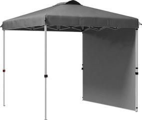 Outsunny Összecsukható Pavilon 2.5x2.5 m-es Kerti Napernyő 1 Oldalfallal, Magassága 3 Szinten Állítható, UV Ellenálló, Vízálló és Homokzsákkal Sötétsz