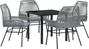 vidaXL Kert étkező szett párnával 5 pcs Szürke polirattan