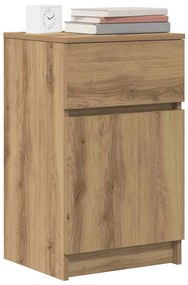 kézműves tölgy színű szerelt fa éjjeliszekrény 39x35x65 cm