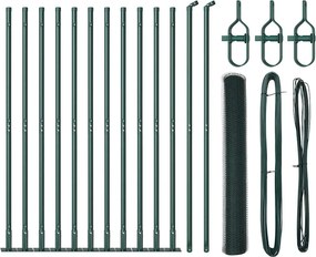 vidaXL Kerítésoszlop Zöld 25 x 0,8 m (13 mm háló) Acél és PVC