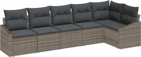 vidaXL Kerti Kanapé Szett párnával tárolóval 6 pcs Szürke polirattan