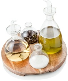Verre 4 db fűszertartó akácfa tartóval - Brandani
