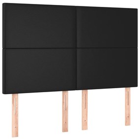 fekete műbőr rugós ágy matraccal 140 x 190 cm