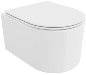 Noa White perem nélküli mély öblítésű ovális fali WC, tetővel