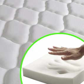 fehér műbőr ágy memóriahabos matraccal 90 x 200 cm