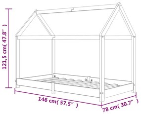 fehér tömör fenyőfa gyerekágy-keret 70 x 140 cm