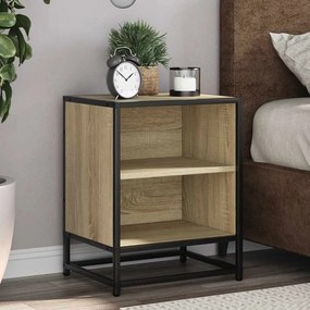 Éjjeliszekrények 2 db Sonoma tölgy 40x31x50 cm Gépi fa és fém